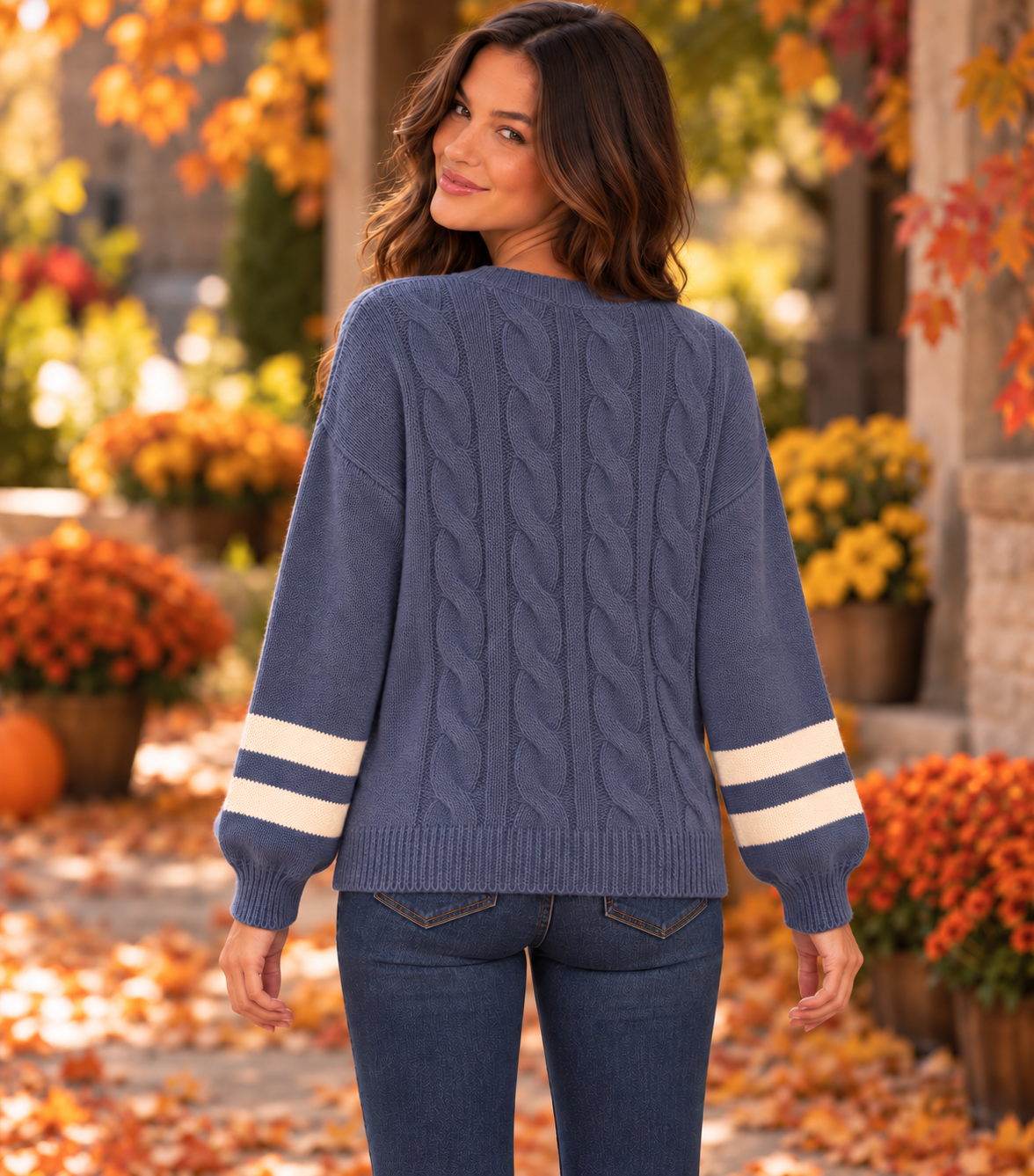 Candy Cozy Cable Knit Sweater Navy