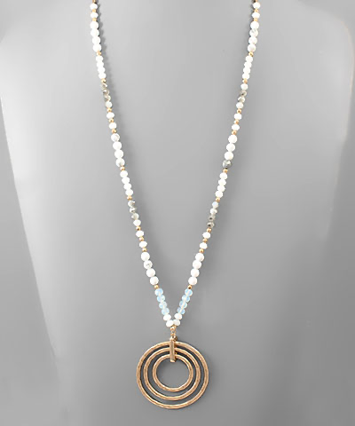 3 Circle Stone & Bead Necklace