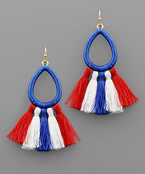 Tear Drop Red White & Blue Earring