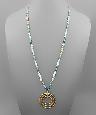 3 Circle Stone & Bead Necklace