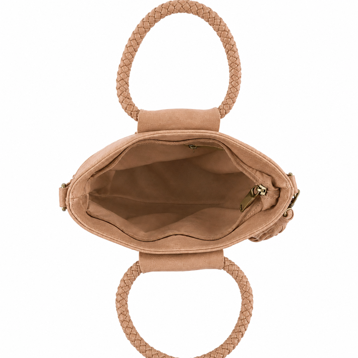 Braided Top Handle Tote Taupe