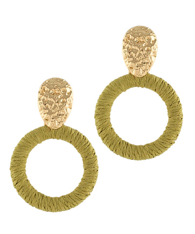 Raffia Ring & Teardrop Earrings Olive