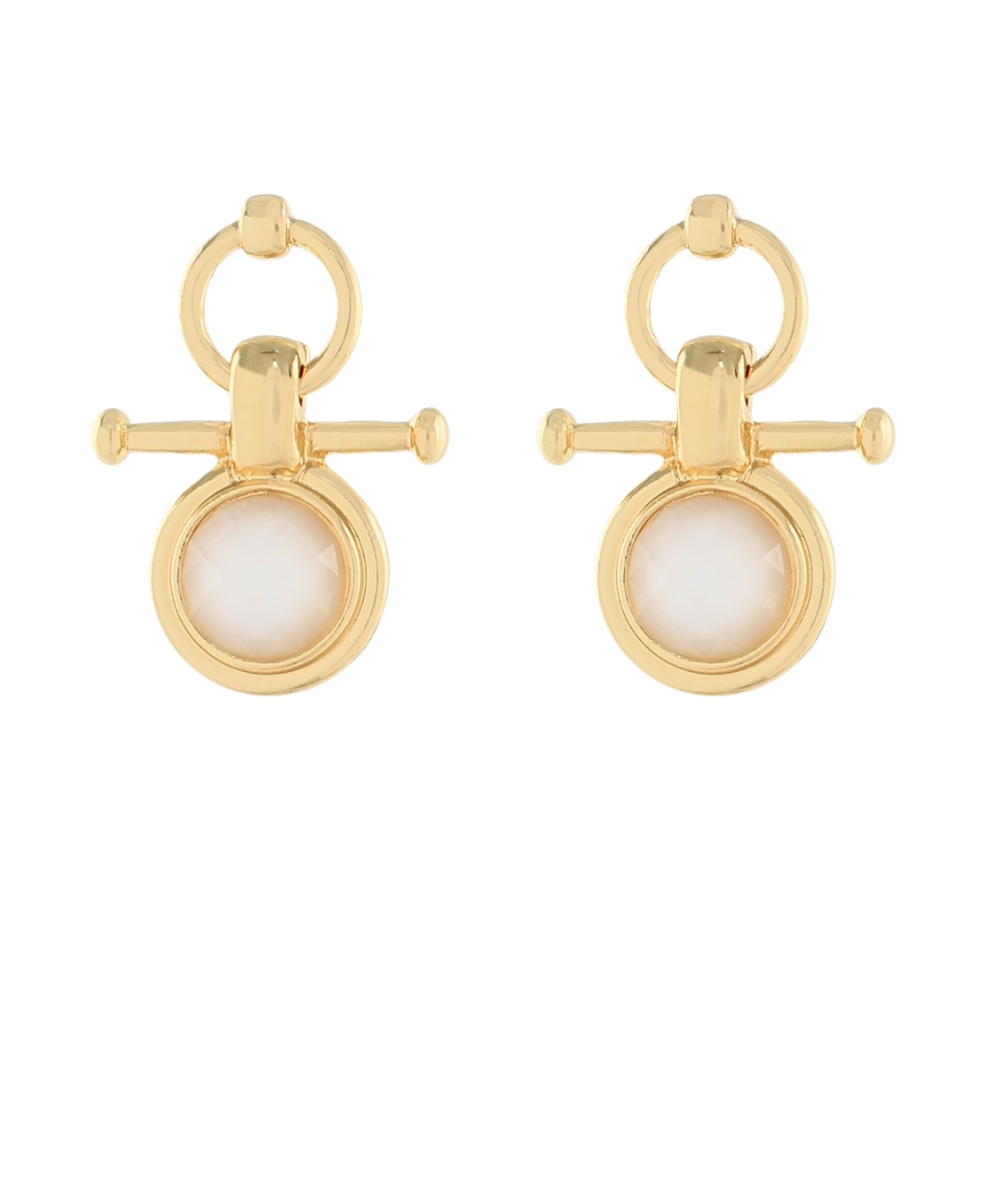 Round Stone & Bar Earrings Cloud Gold Dipped