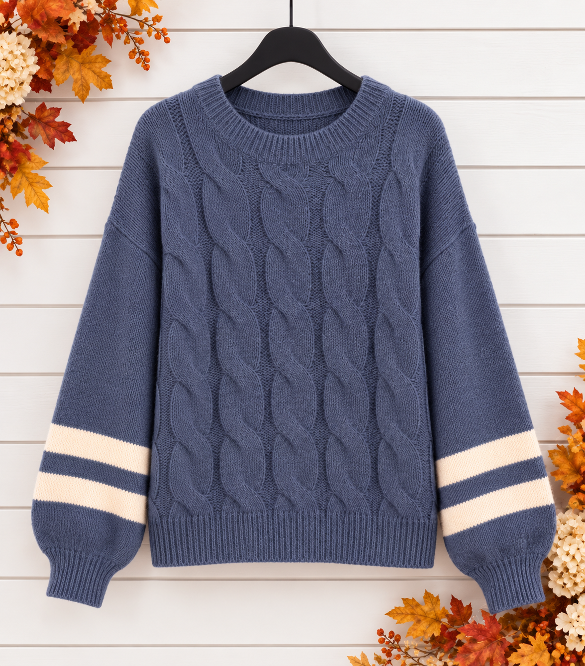 Candy Cozy Cable Knit Sweater Navy