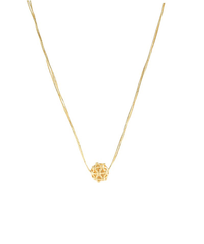 3 Layered Cord & Ball Necklace Gold