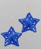 Raffia Star Fish Hook Earring