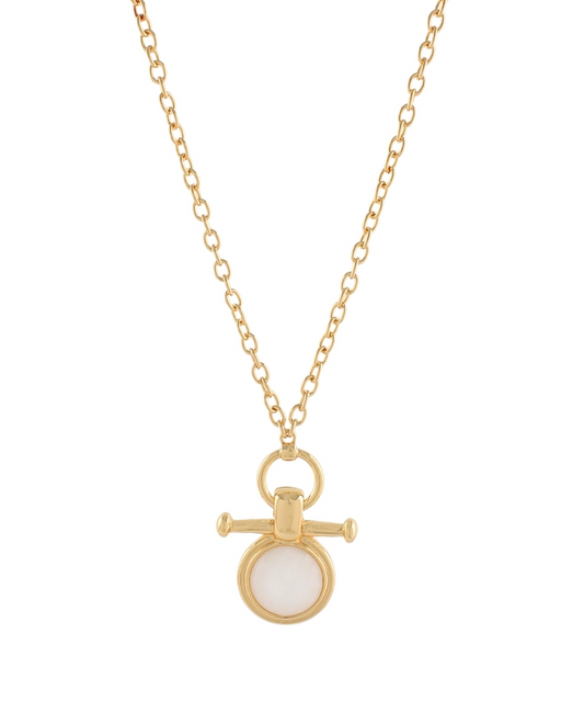 Round Stone w/Bar Necklace Cloud Gold Dipped
