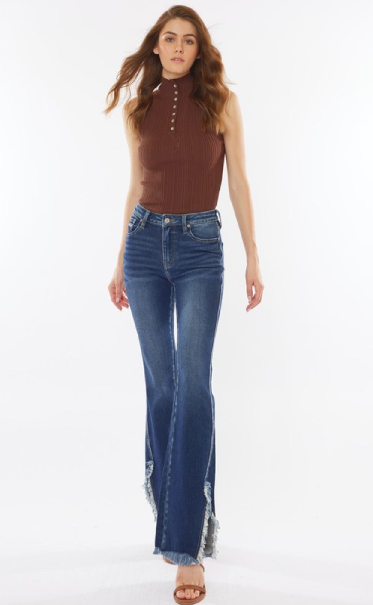 Kendall KanCan Fray Hem Bootcut Dark Jeans