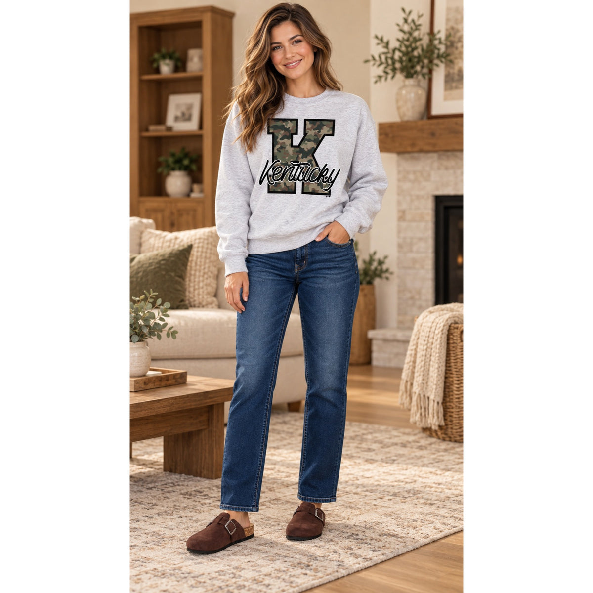 Kentucky Camo Custom Sweatshirt Heather Grey