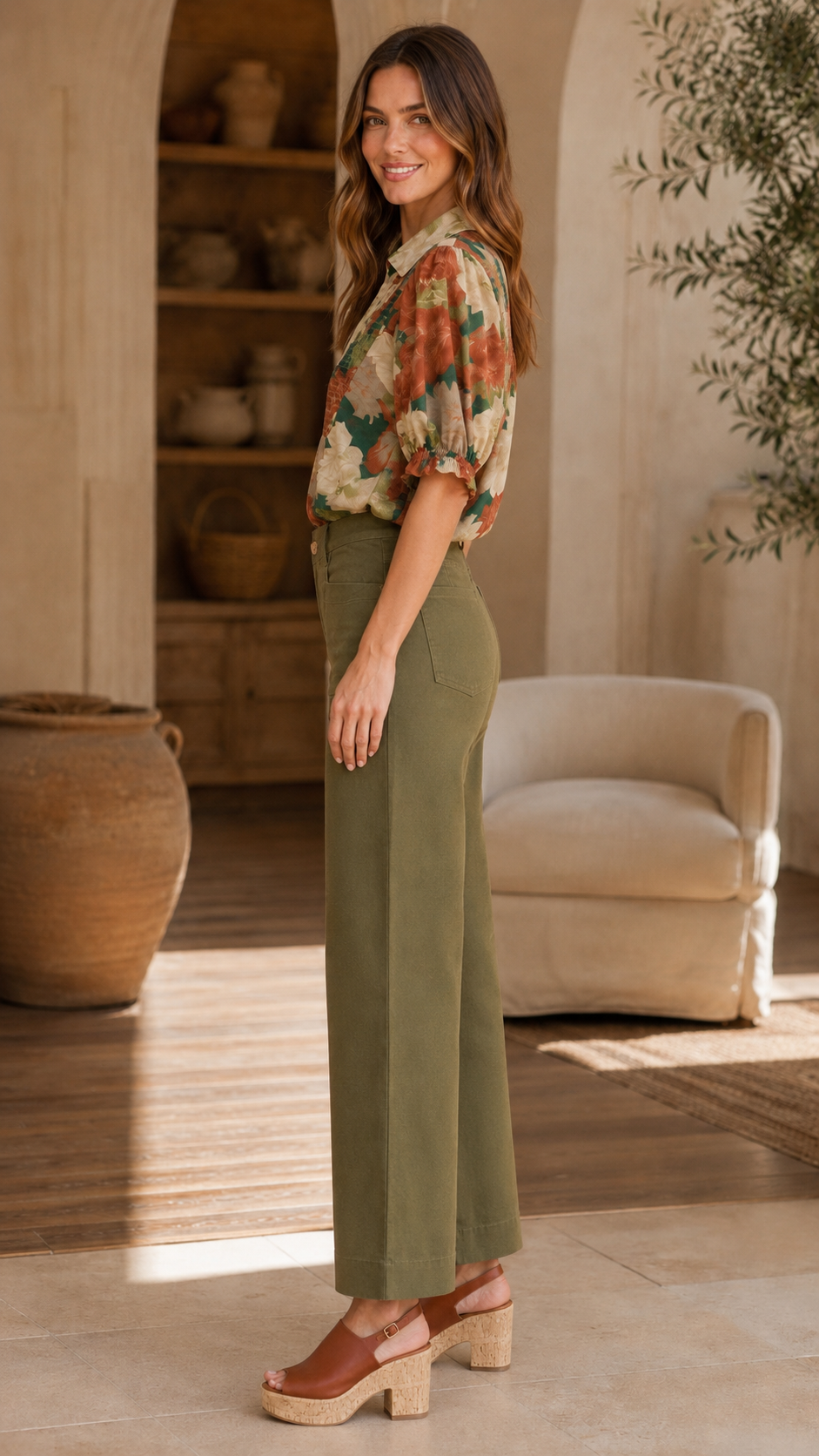 Cathy Cropped Ankle Pants Olive