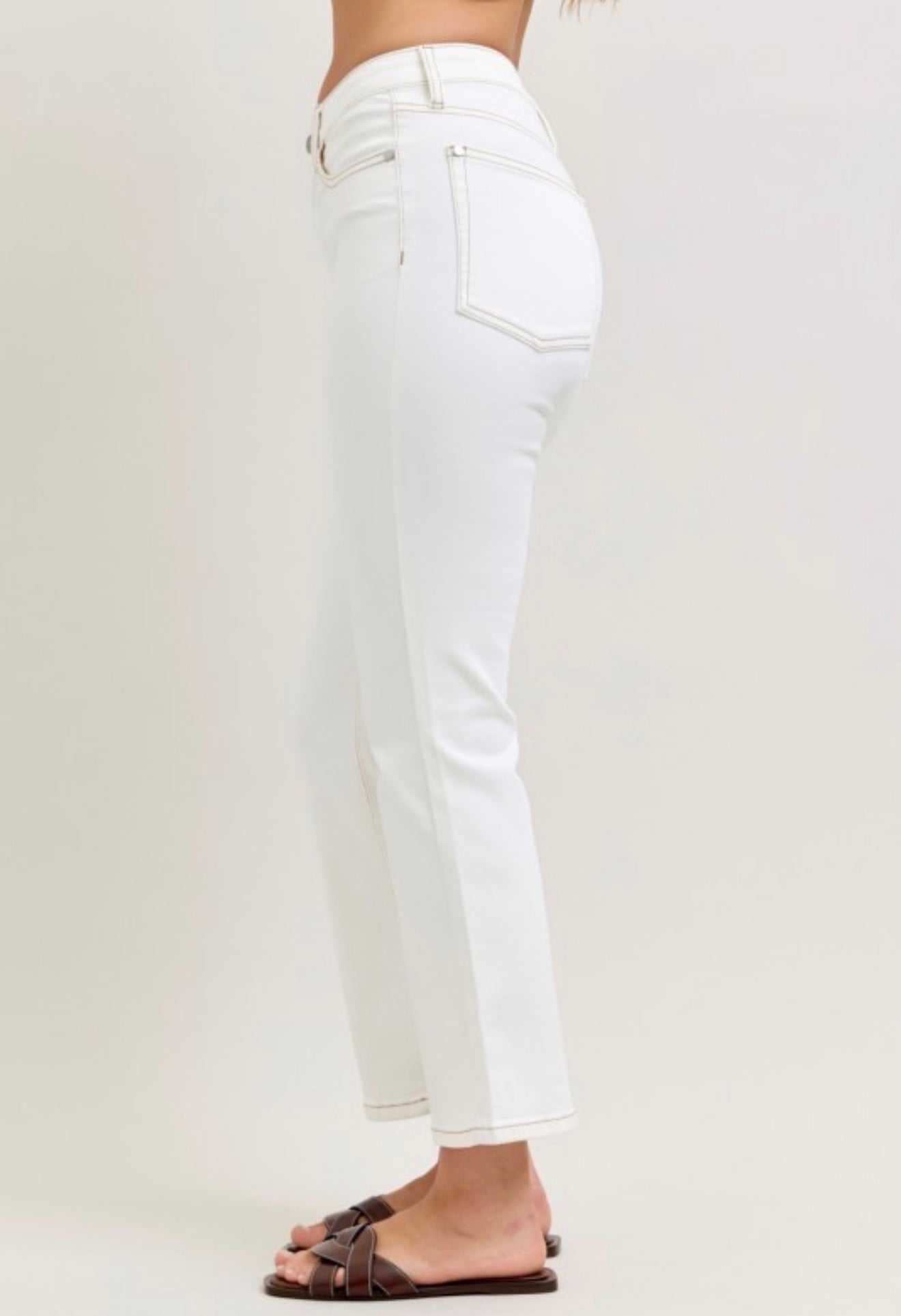 Judy Blue High Waist Tummy Control Kick Flare Jeans White