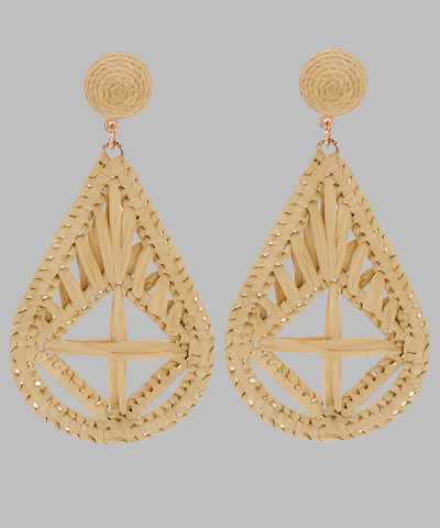 Crisscross Teardrop Rattan Earring