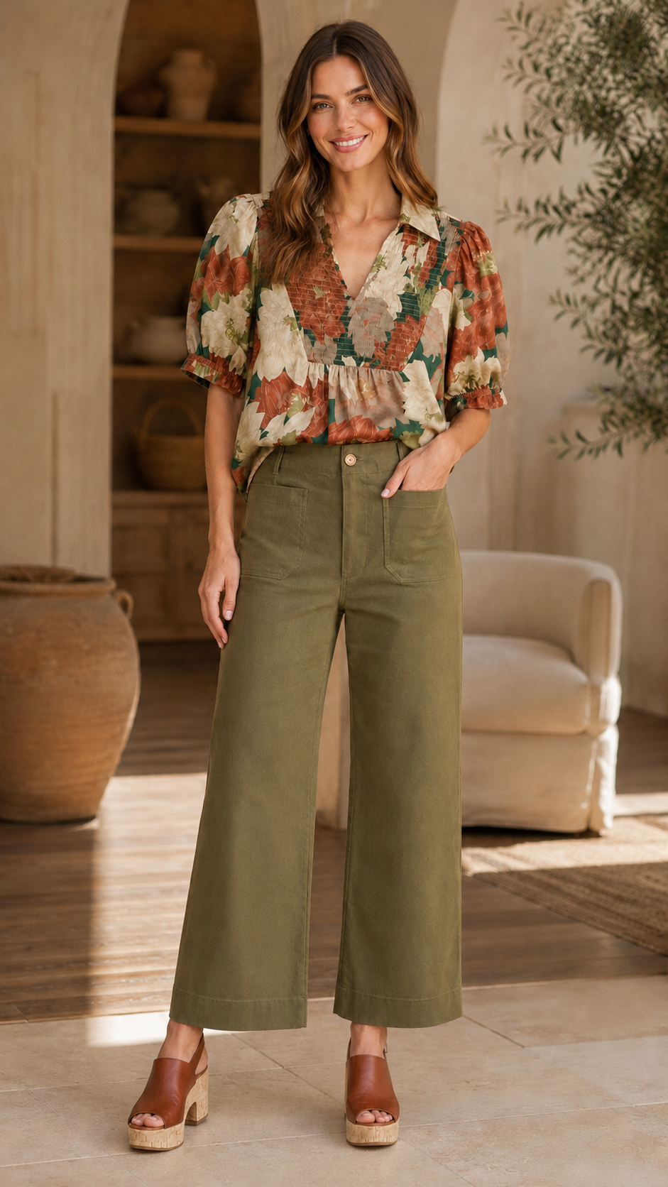 Cathy Cropped Ankle Pants Olive