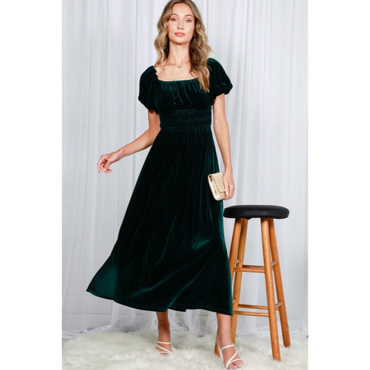 Crushin On Velvet Convertible Dress Hunter Green