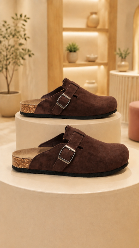 Brianna Suede Mules Chocolate Brown