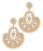 Dotted Crochet Pattern Drop Earrings Ivory