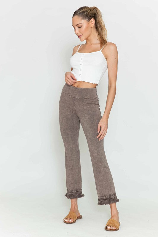 Caitlin Crochet Hem Pants Desert Taupe