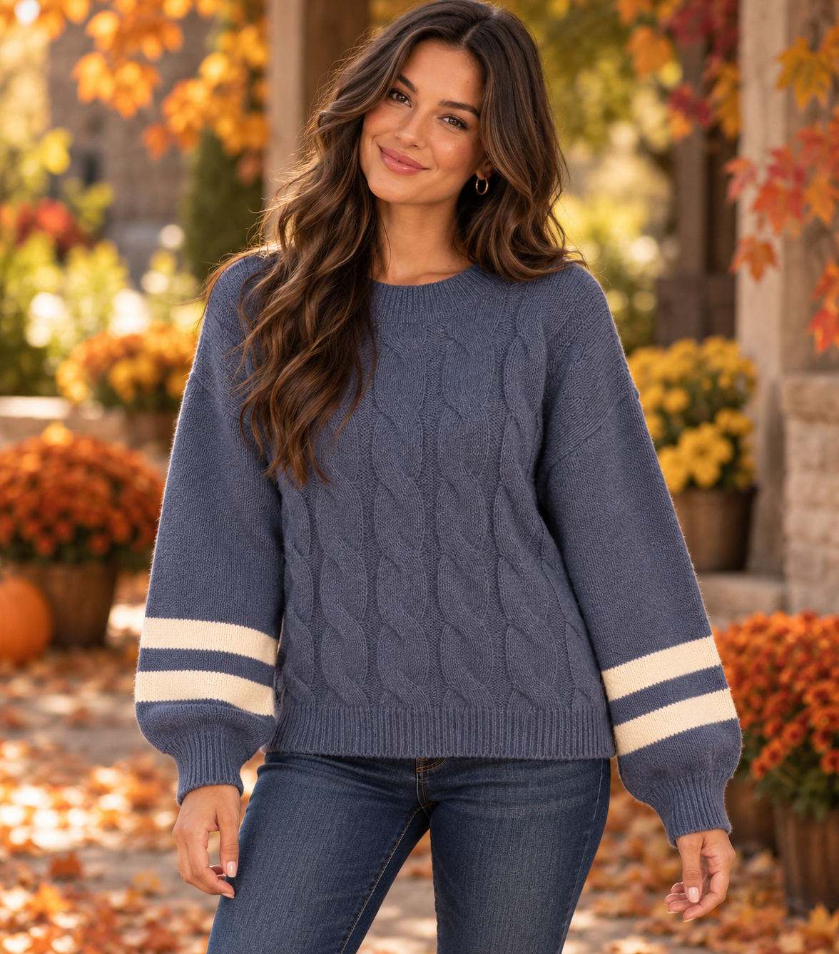Candy Cozy Cable Knit Sweater Navy