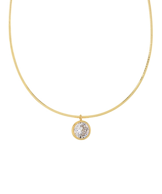 10mm CZ Round Pendant Wire Necklace