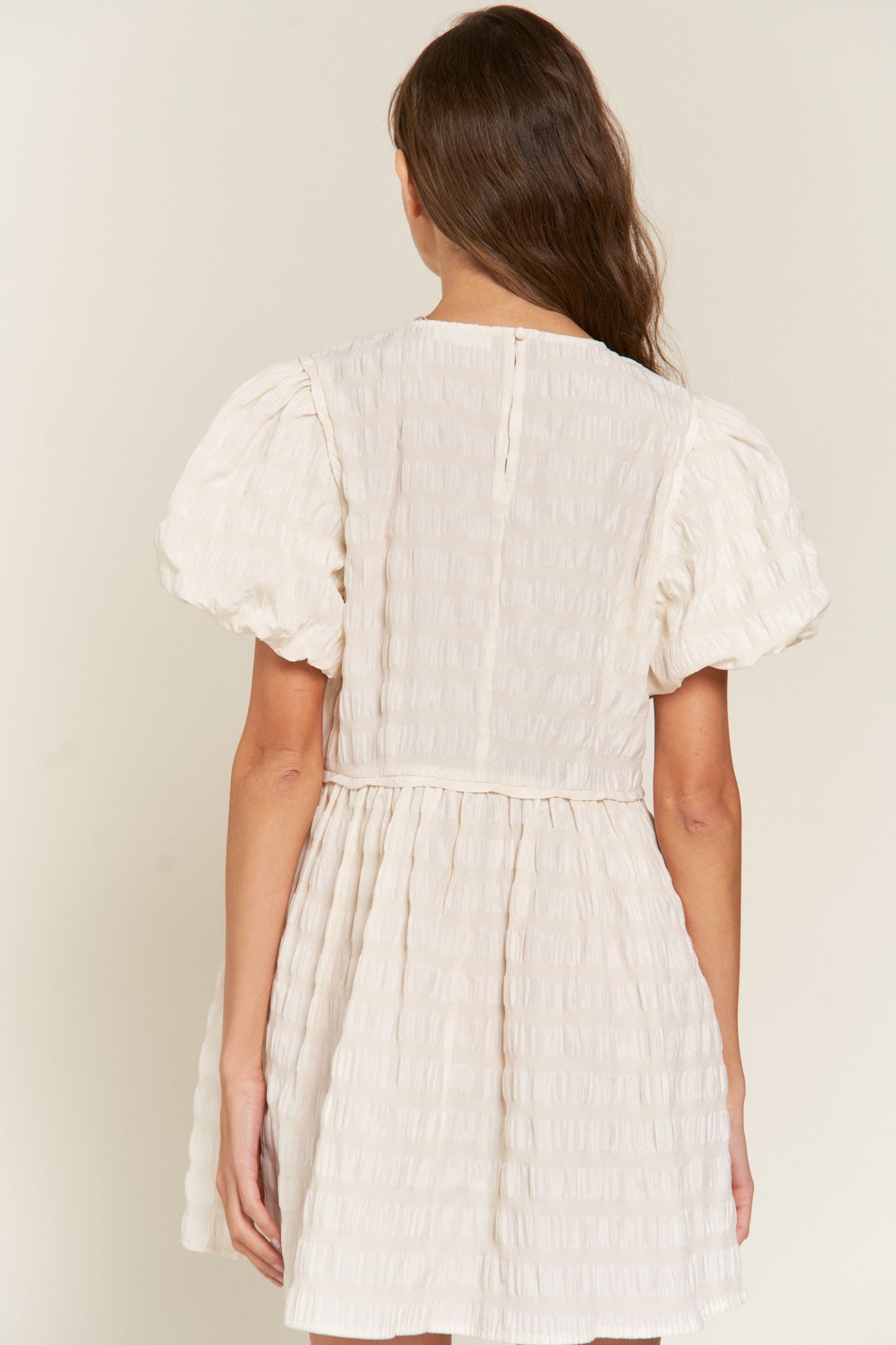 Toni Textured Stripe Woven Mini Dress Ivory
