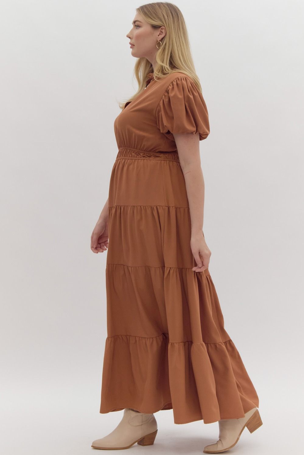 Morgan Tiered Midi Dress Clay