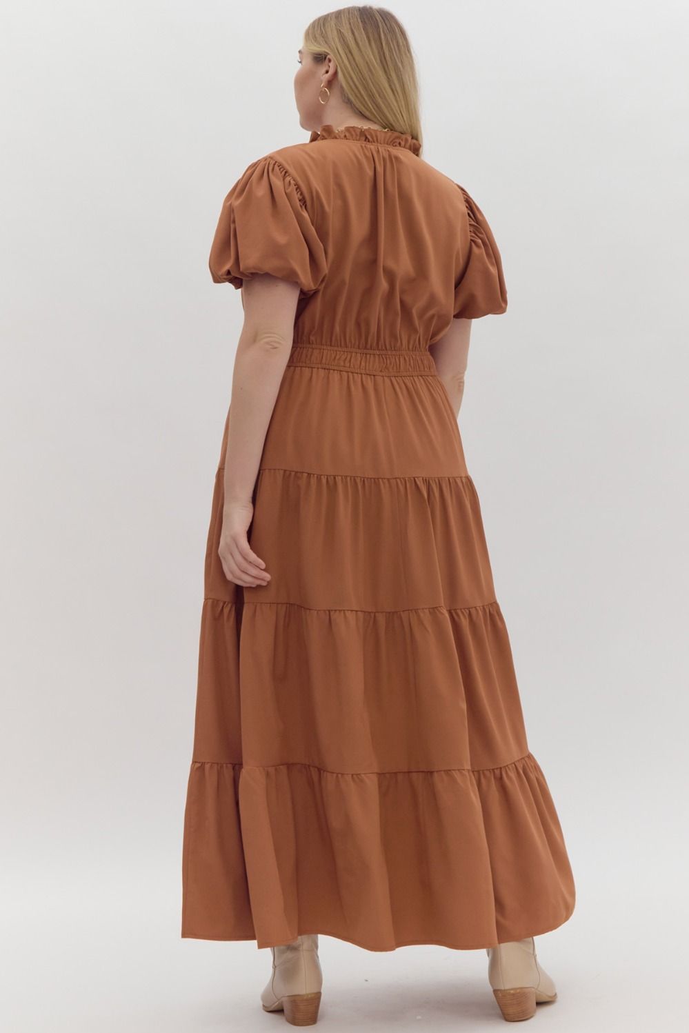 Morgan Tiered Midi Dress Clay