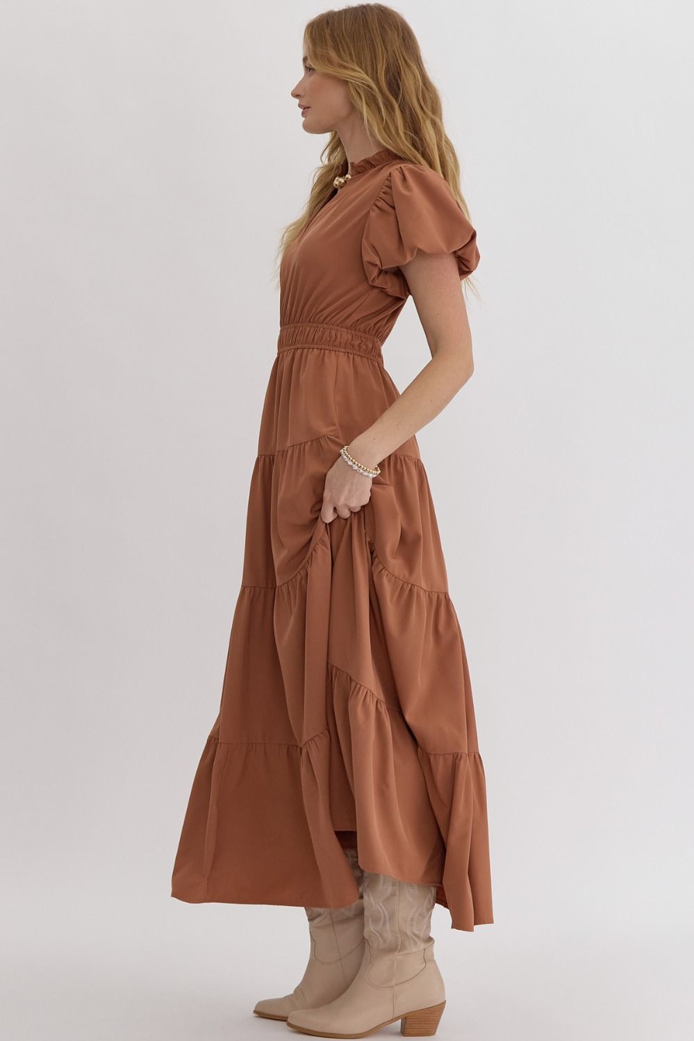 Morgan Tiered Midi Dress Clay