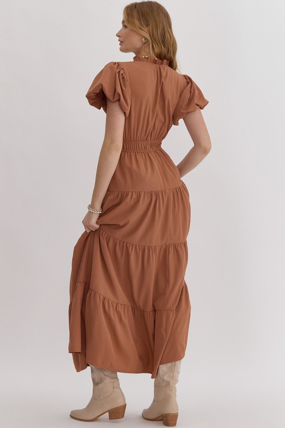 Morgan Tiered Midi Dress Clay