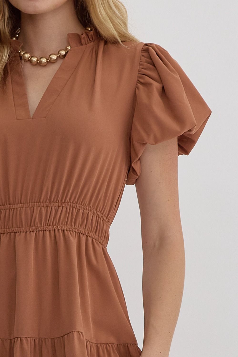 Morgan Tiered Midi Dress Clay