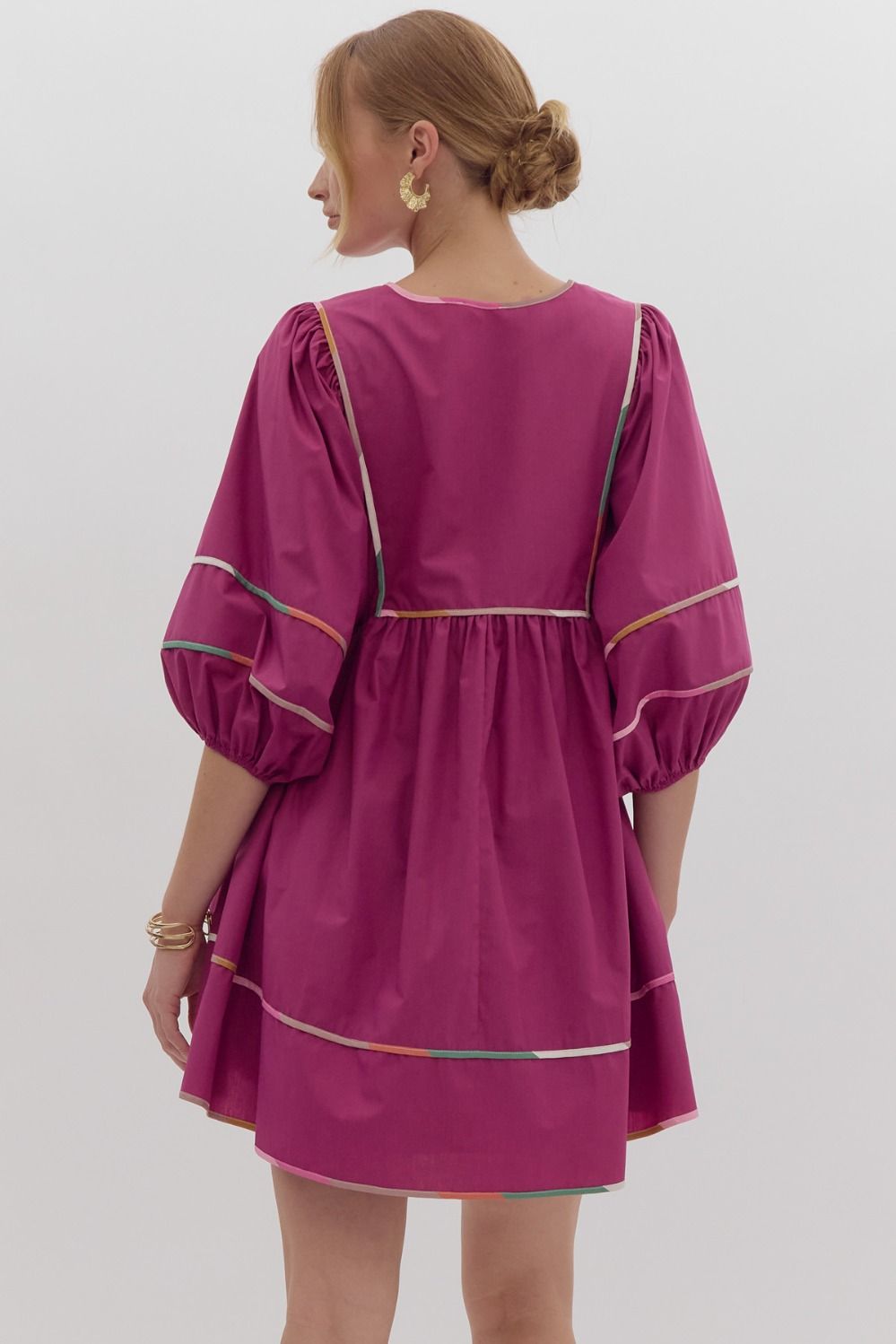 Envy Colorblock V Neck Dress Plum