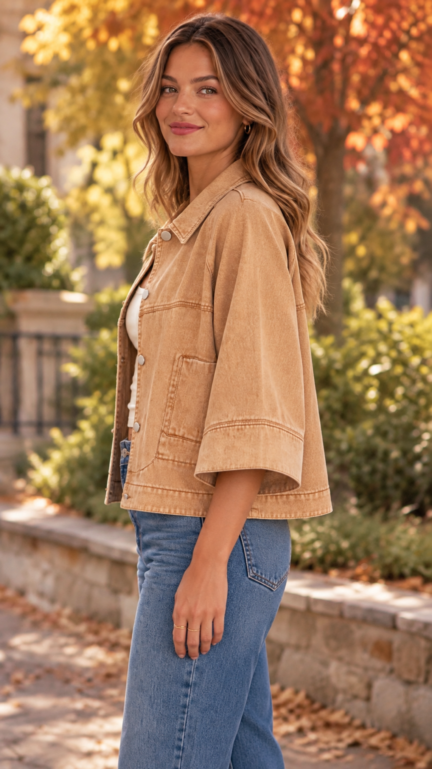 Melinda Mineral Washed Cotton Twill Utility Jacket Taupe