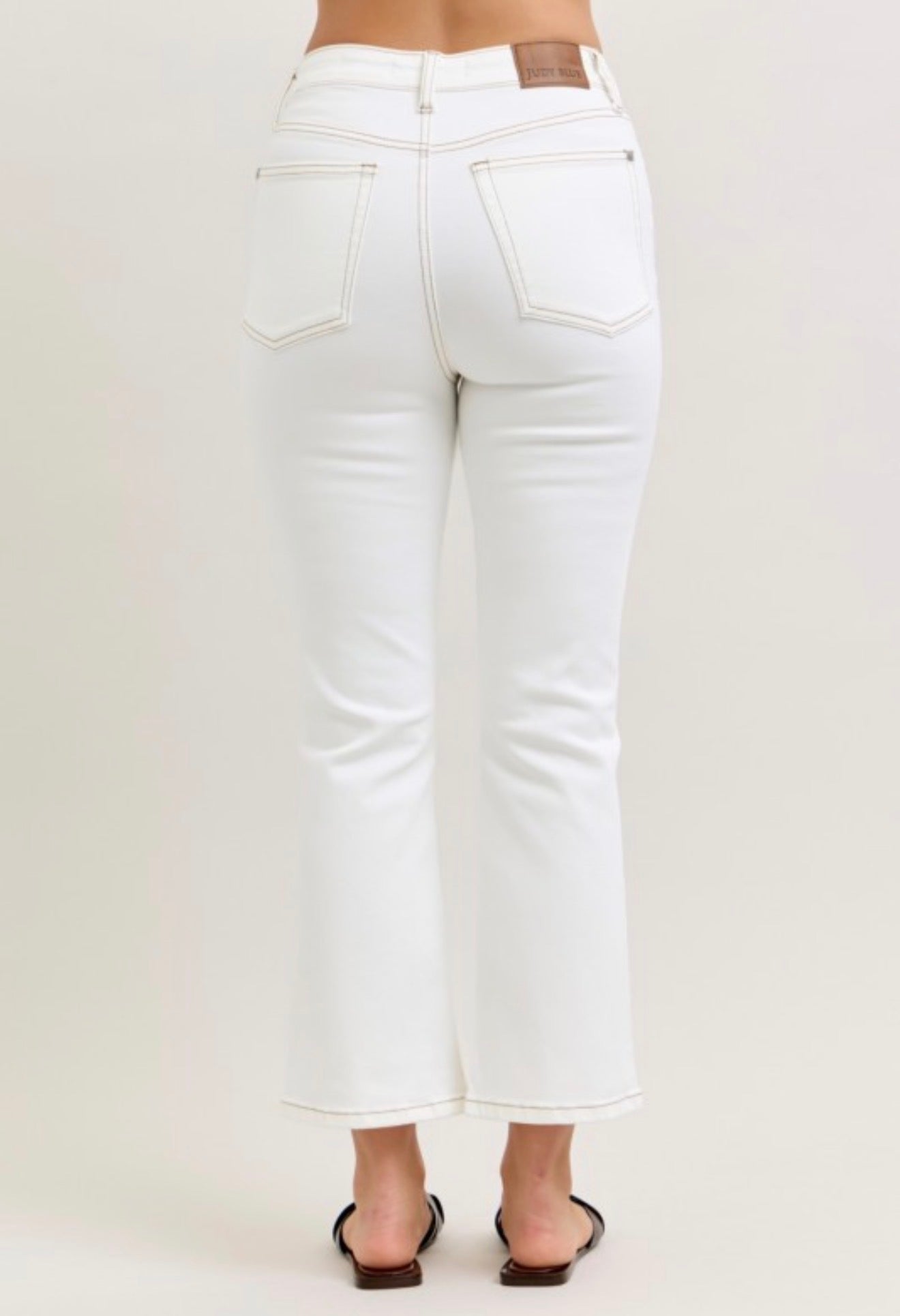 Judy Blue High Waist Tummy Control Kick Flare Jeans White