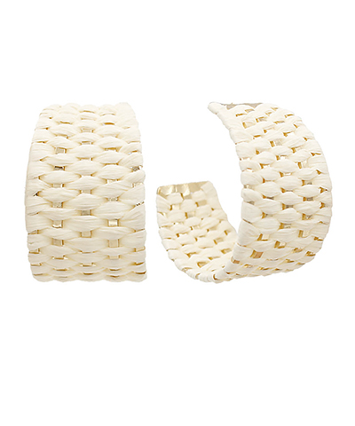Woven Raffia Wide Hoops Ivory