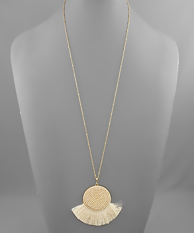 Bead Disc & tassel Necklace