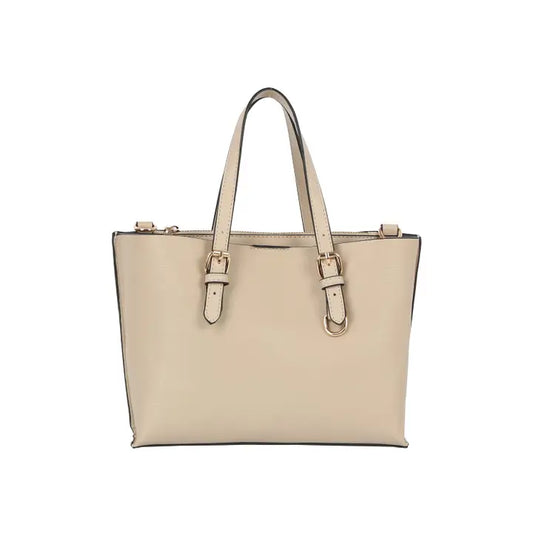 Buckle Strap Structured Satchel Tote Mocha