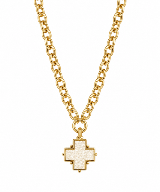 Mother Of Pearl Cross Necklace