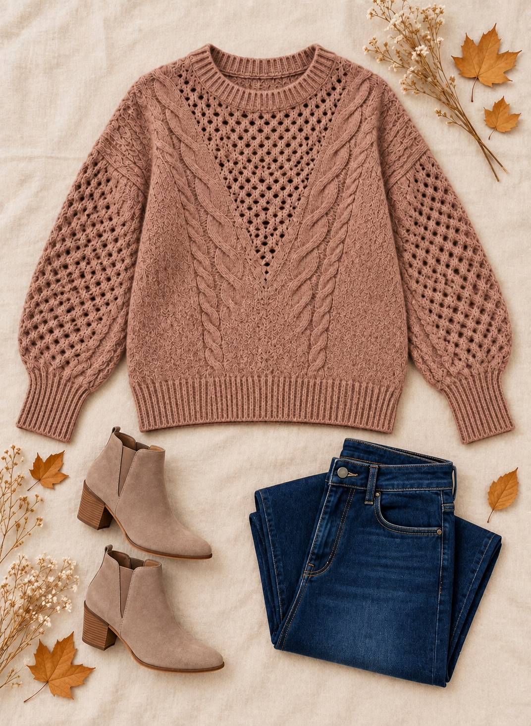 Clara Cozy Cable Knit Sweater Brown