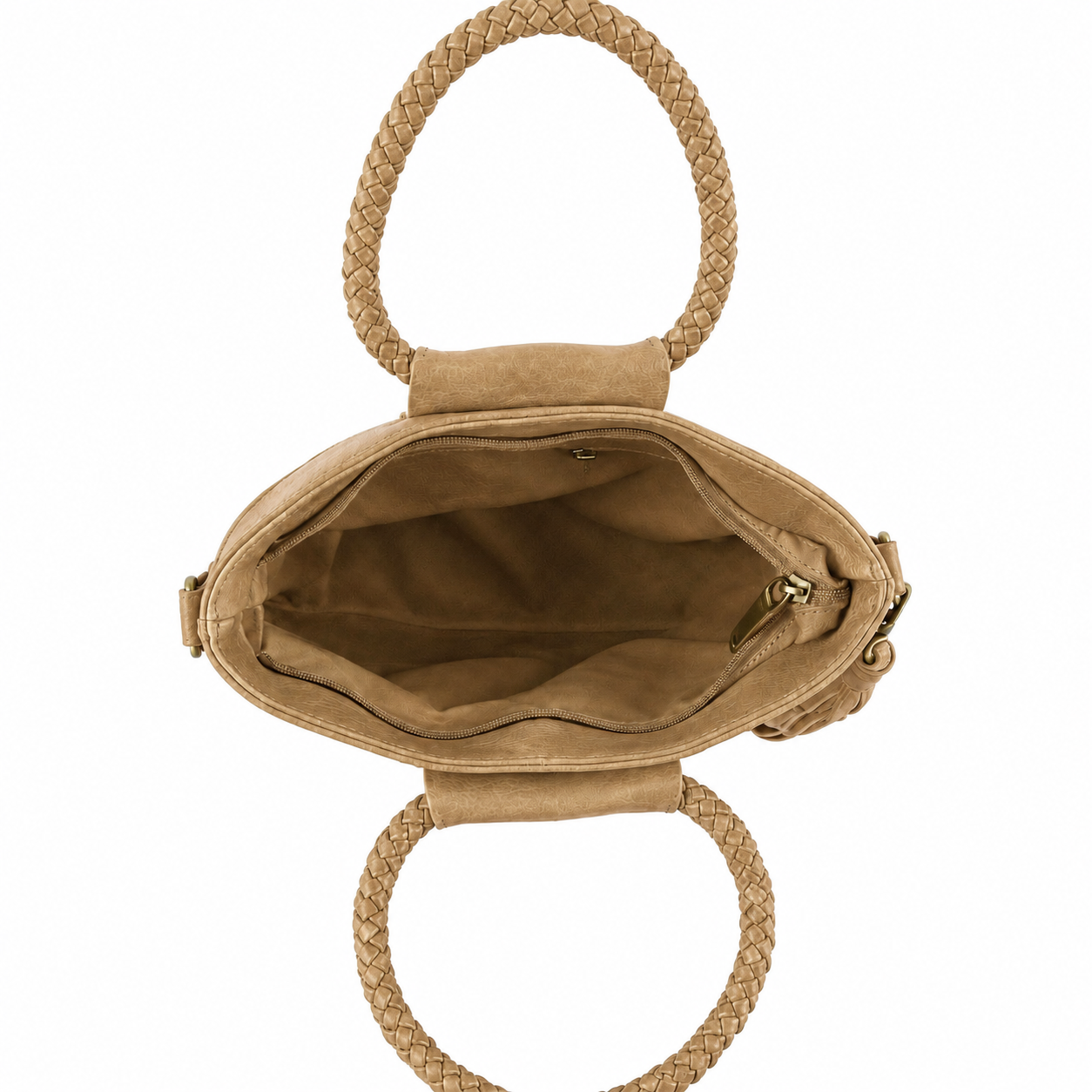 Braided Top Handle Tote Stone