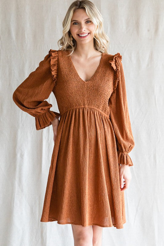 Taylor Textured Dress-Caramel