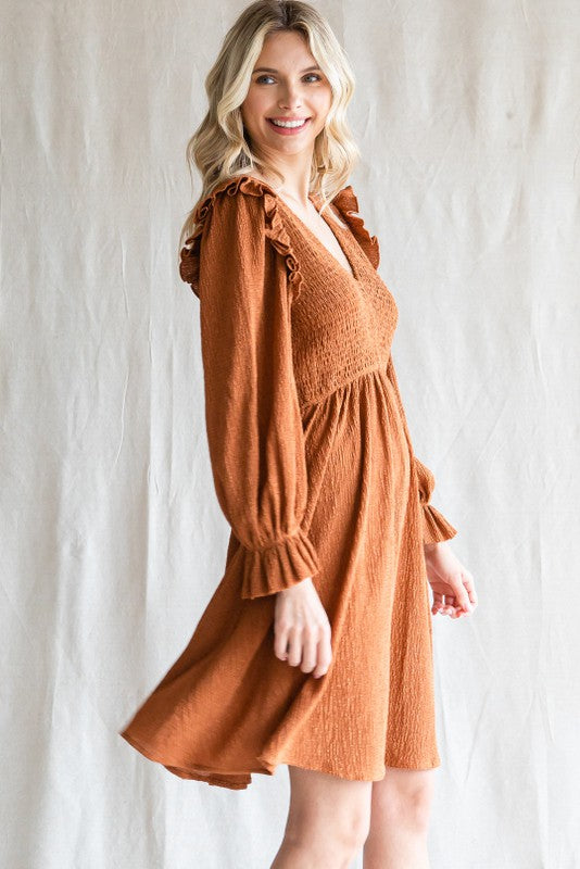 Taylor Textured Dress-Caramel