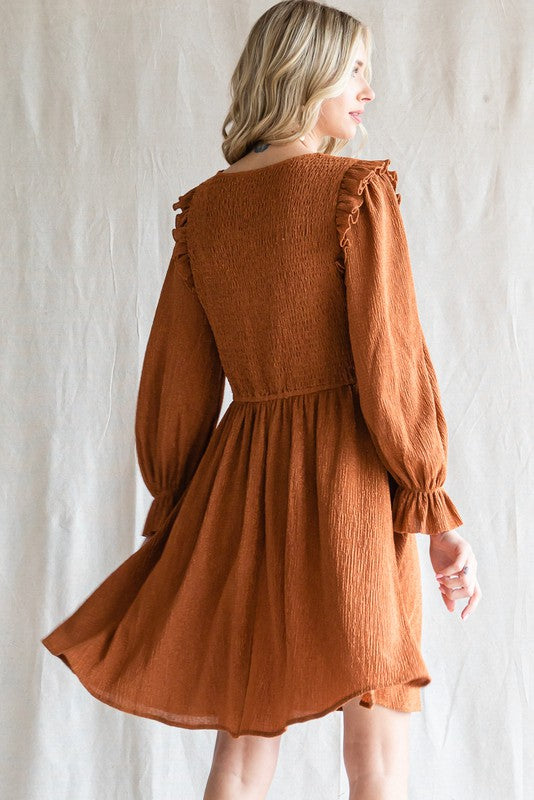 Taylor Textured Dress-Caramel