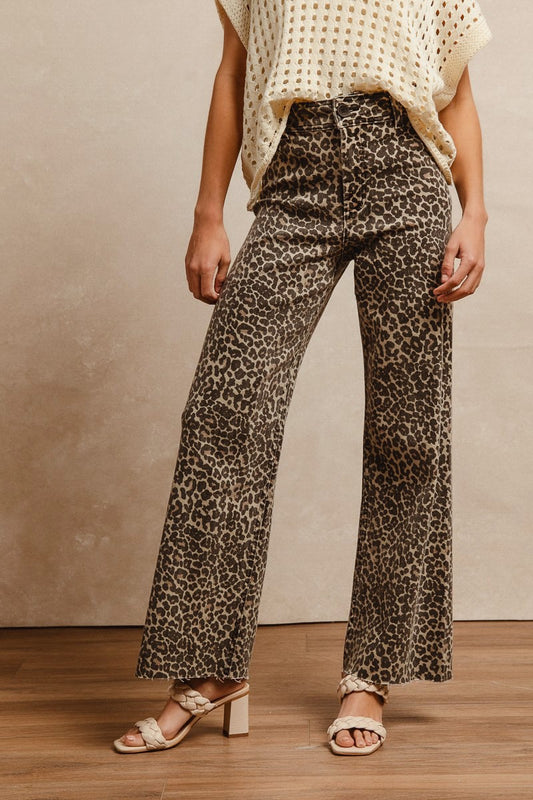 Lillie Leopard High Rise Flare Denim