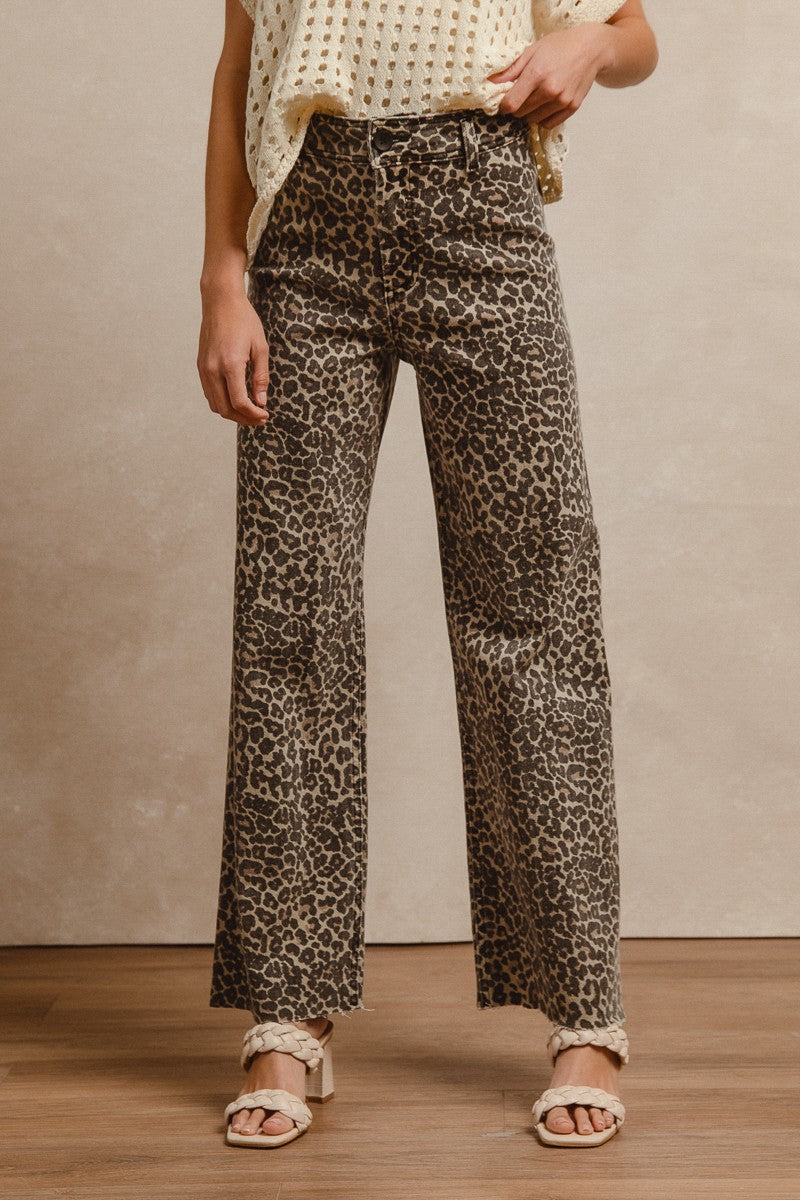 Lillie Leopard High Rise Flare Denim