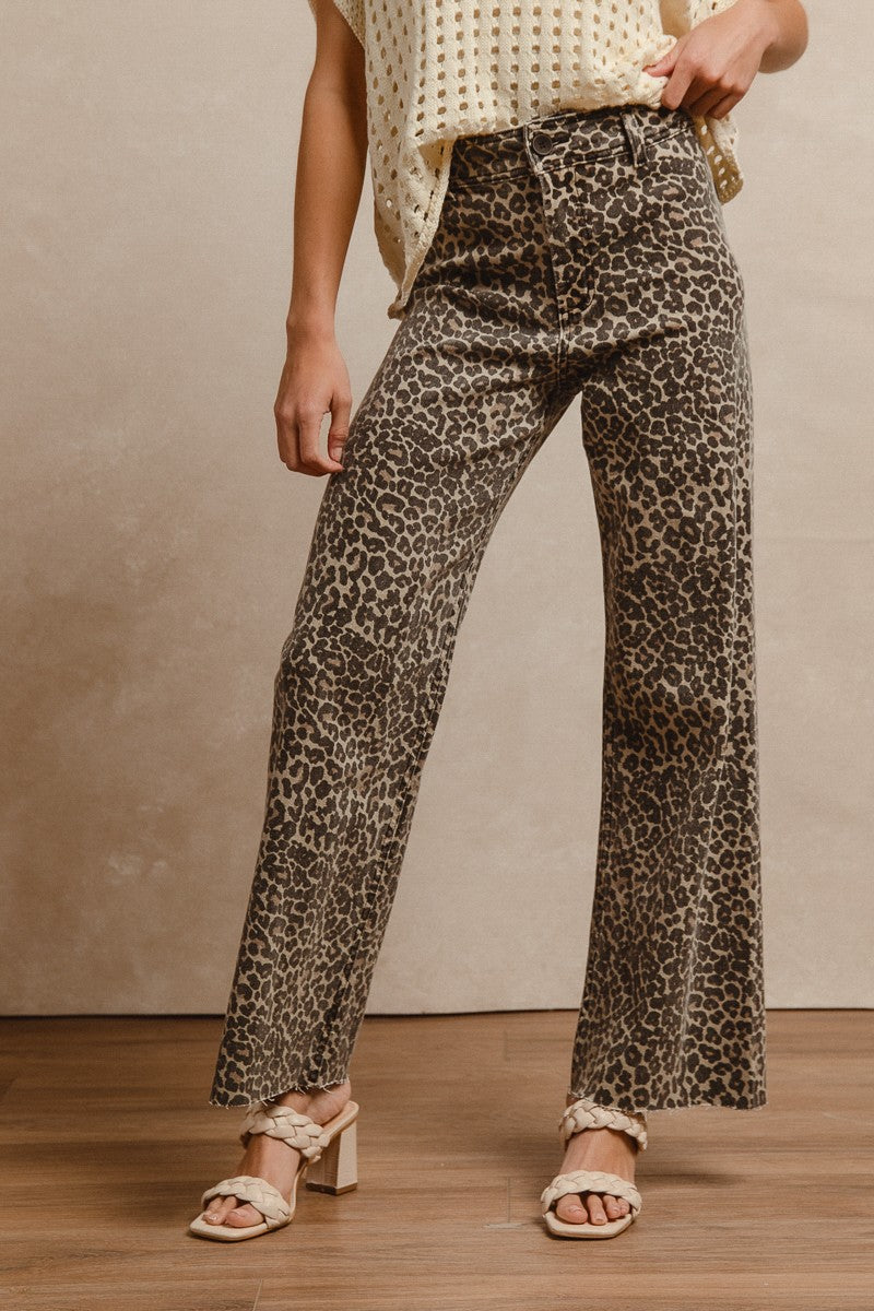 Lillie Leopard High Rise Flare Denim