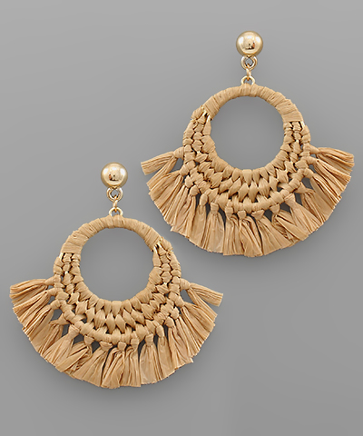 Raffia Circle Tassel Earring