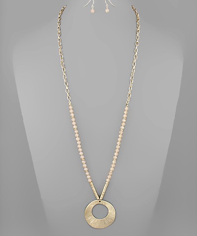 Gradual Circle & Bead Necklace Set