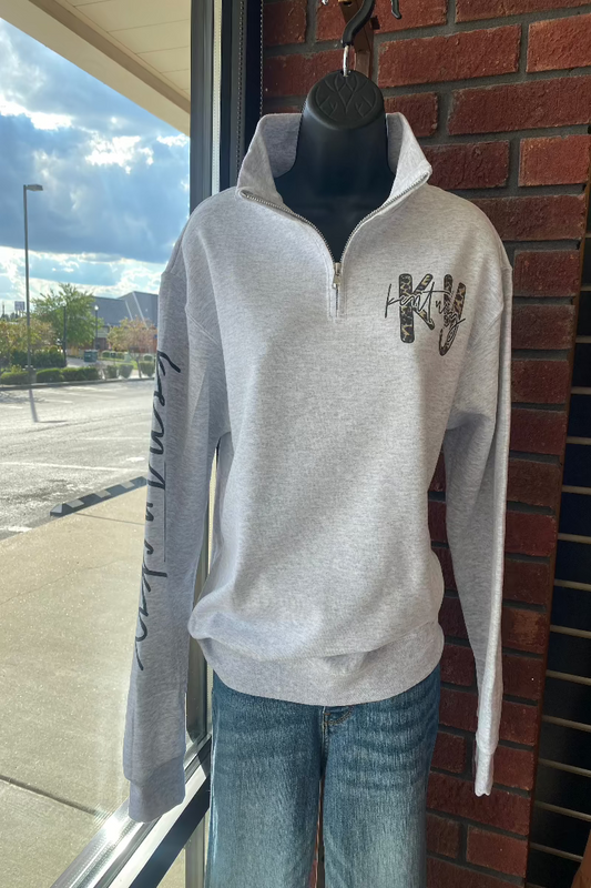 Custom Kentucky Leopard Quarter Zip Pullover