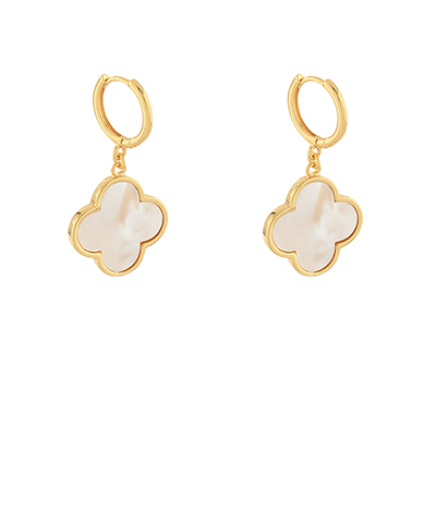 Mother Of Pearl Clover Dangle Hoops