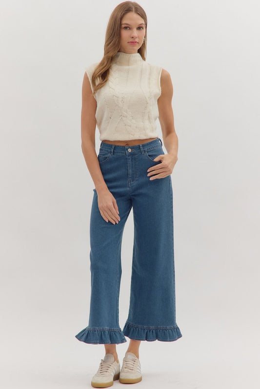 Patty 5 Pocket Ruffle Hem Denim