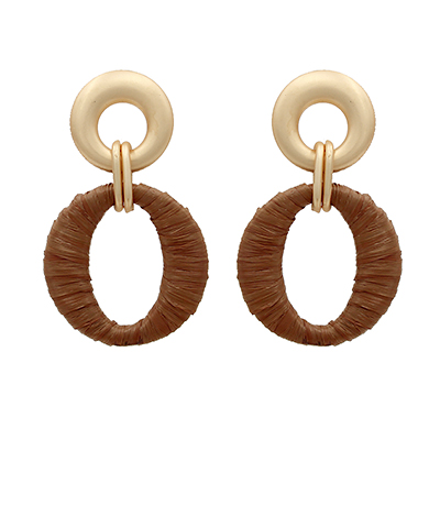 Raffia Oval Earring Brown